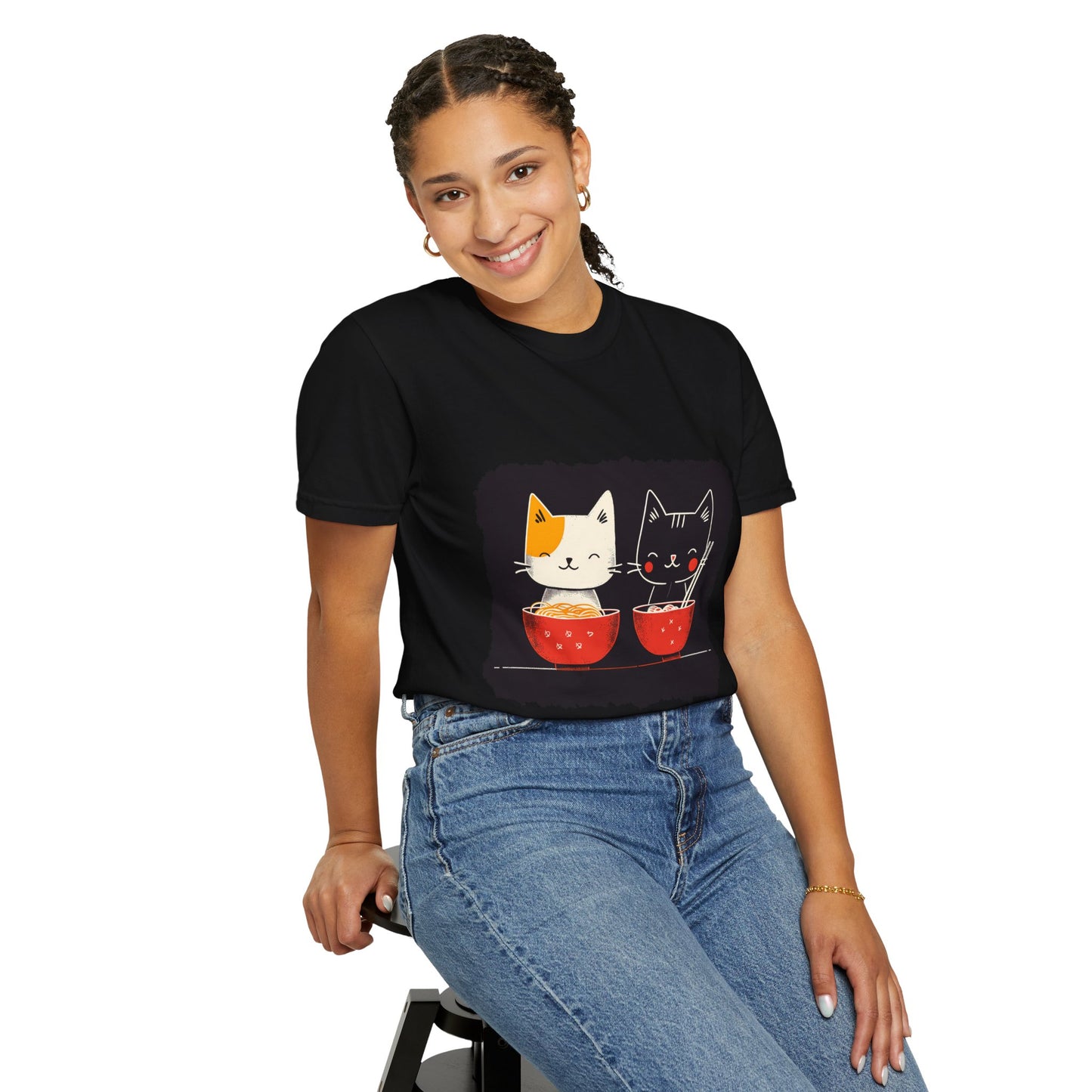 2 Cats Eating Ramen t-shirt