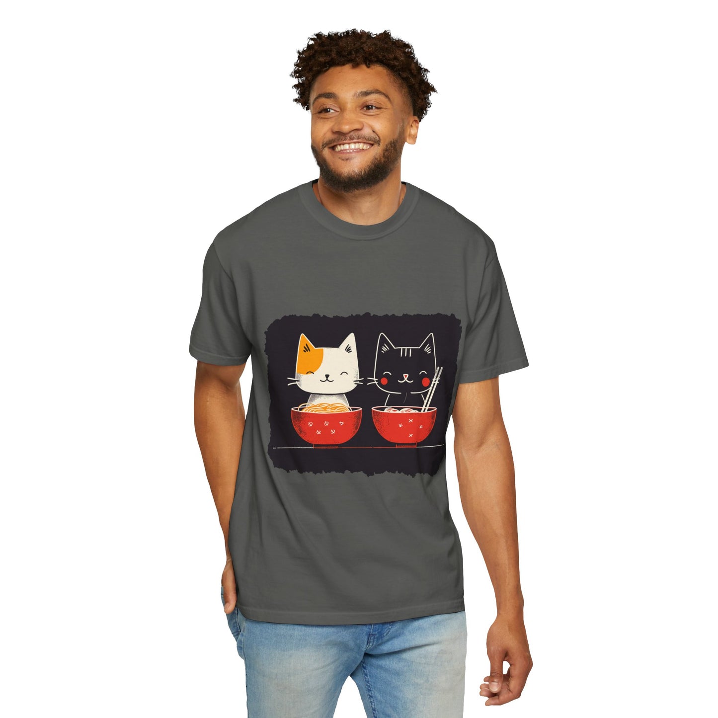 2 Cats Eating Ramen t-shirt
