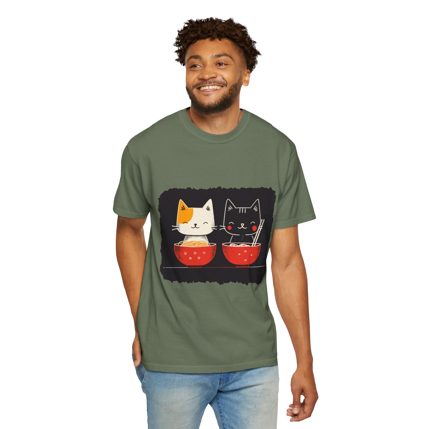 2 Cats Eating Ramen t-shirt