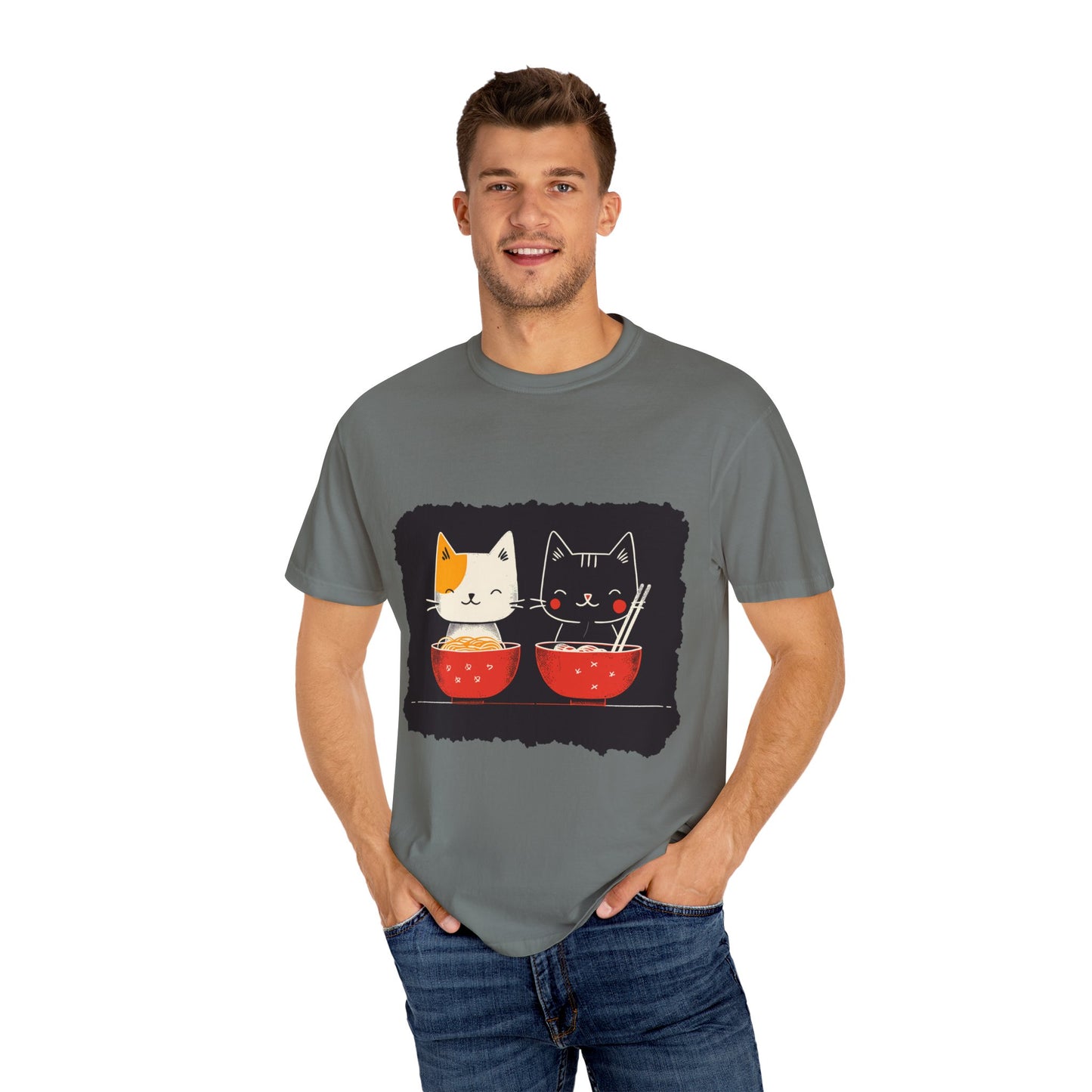 2 Cats Eating Ramen t-shirt