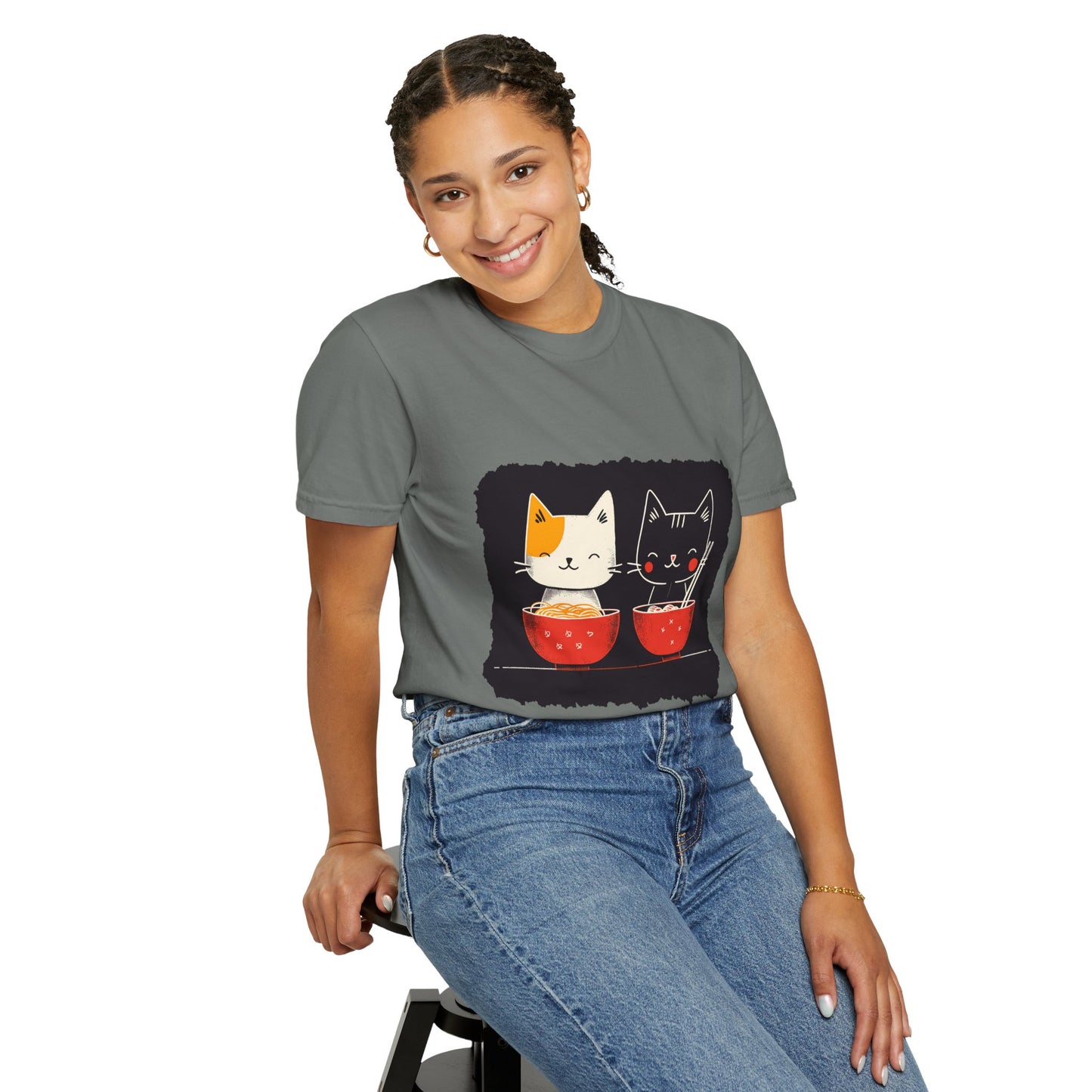 2 Cats Eating Ramen t-shirt