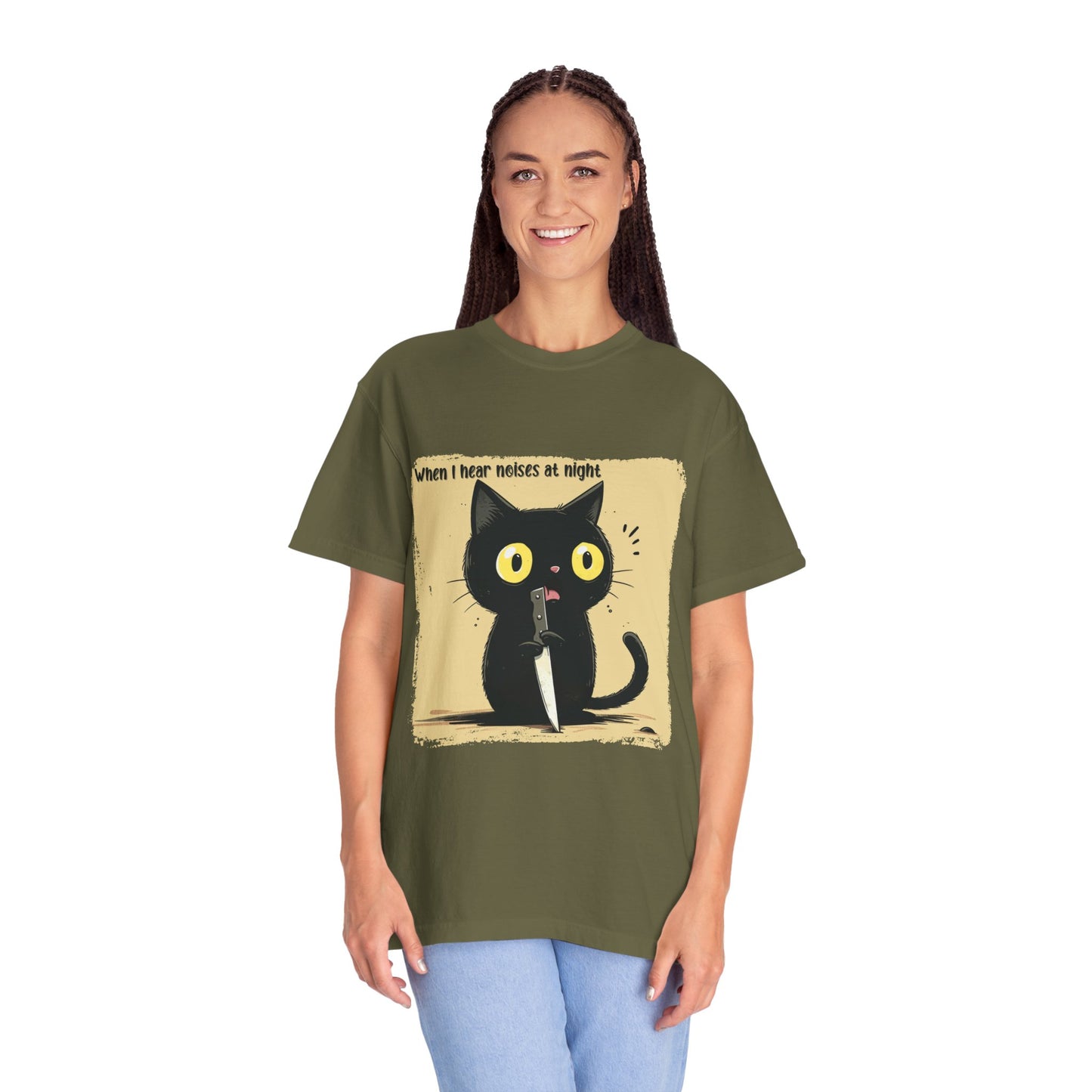 When I hear noises at night, Cat T-shirt