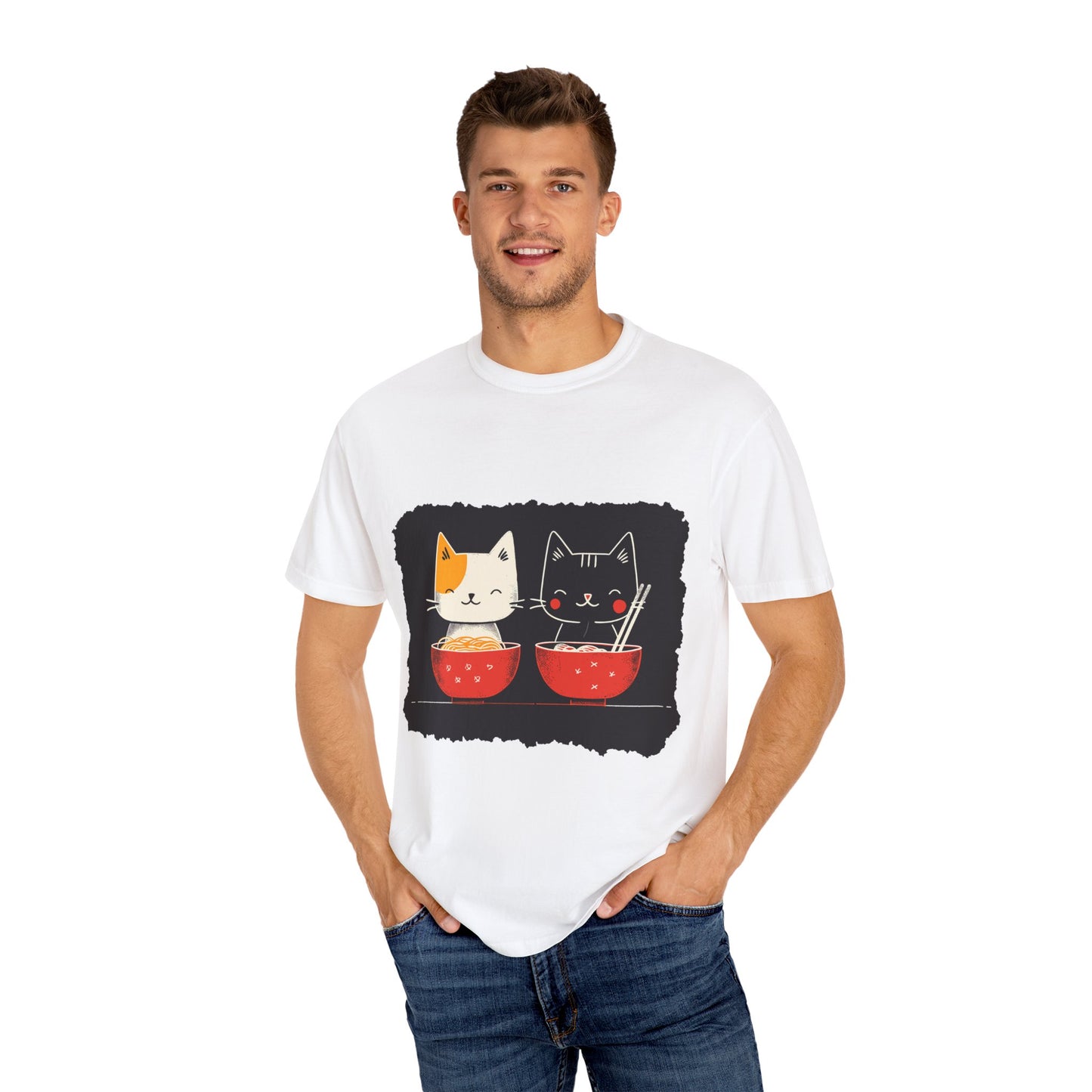 2 Cats Eating Ramen t-shirt