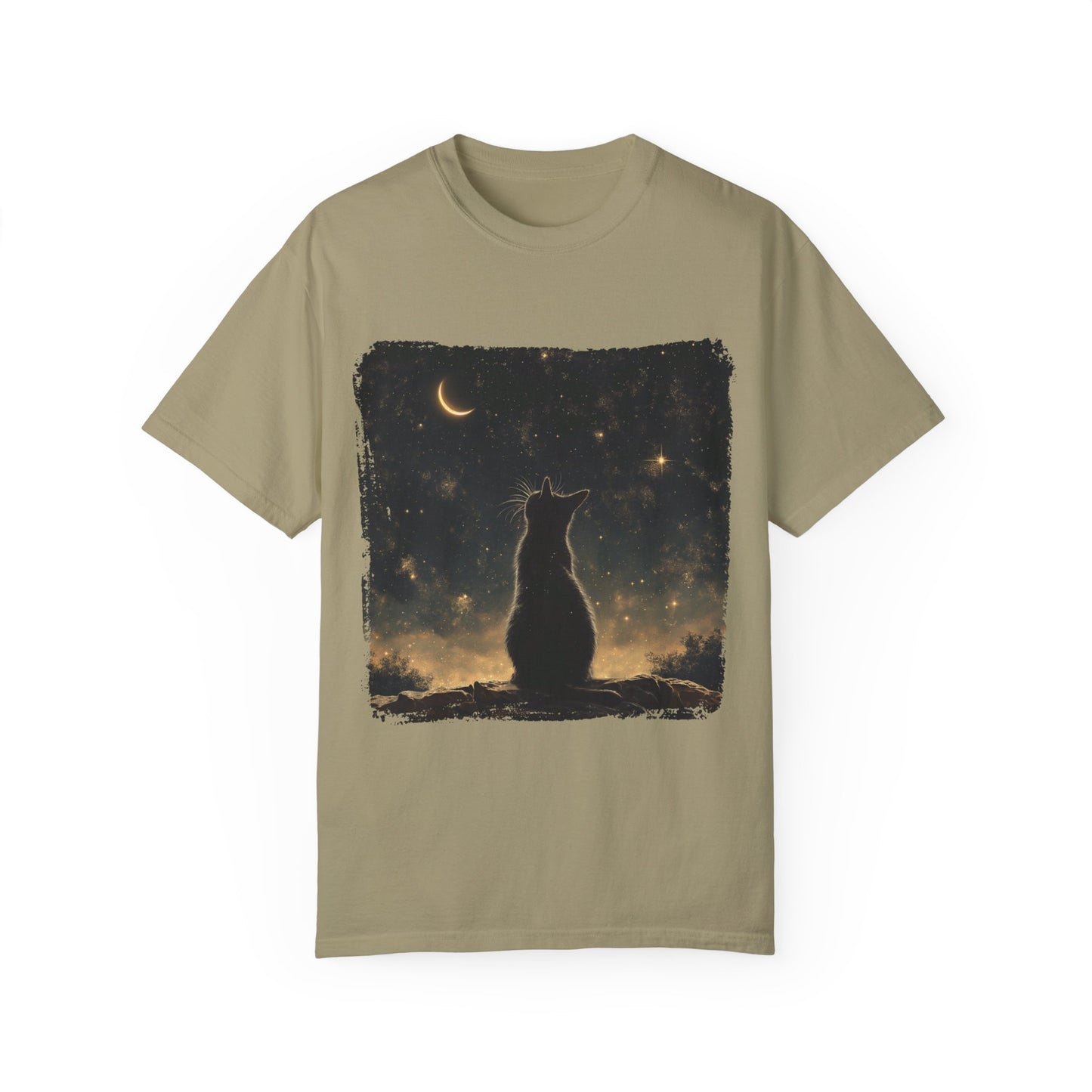 Cat under the starlit sky T-shirt