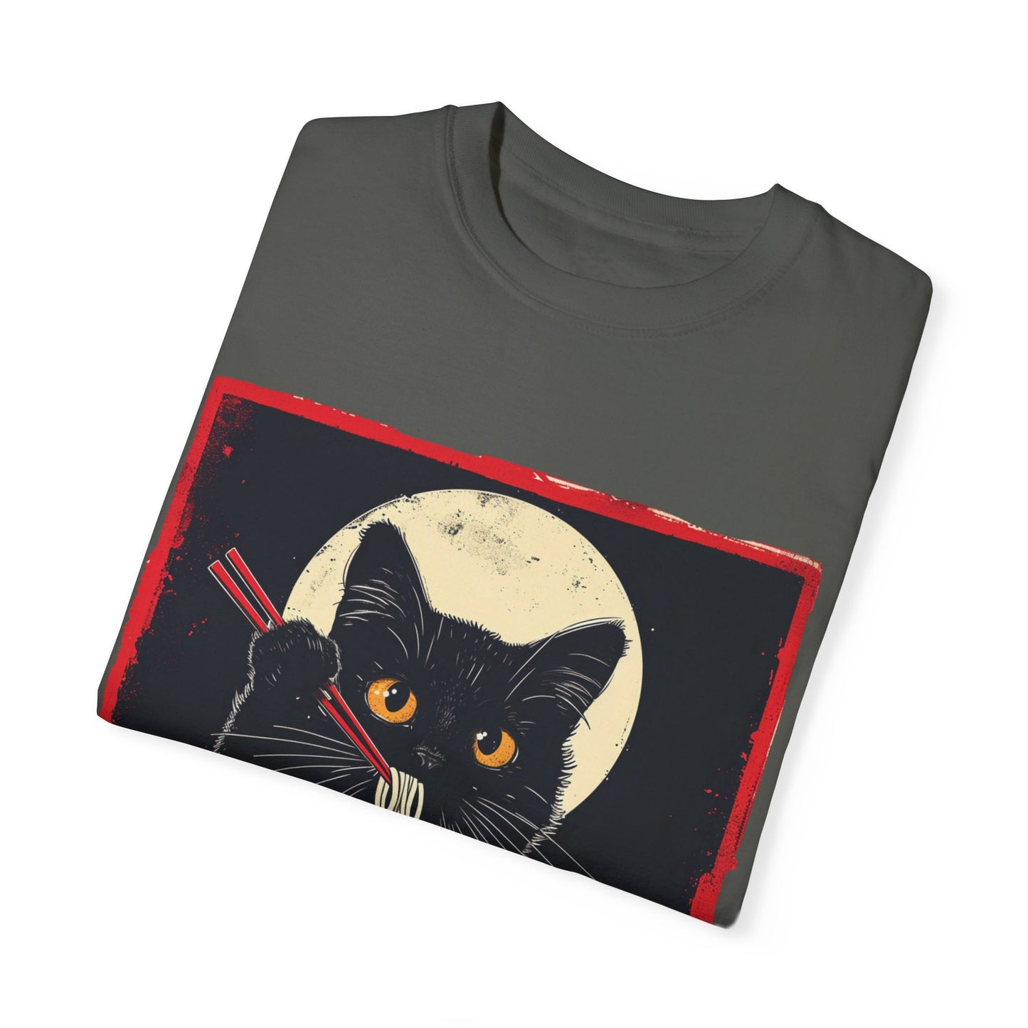 Black Cat Eating Ramen T-shirt