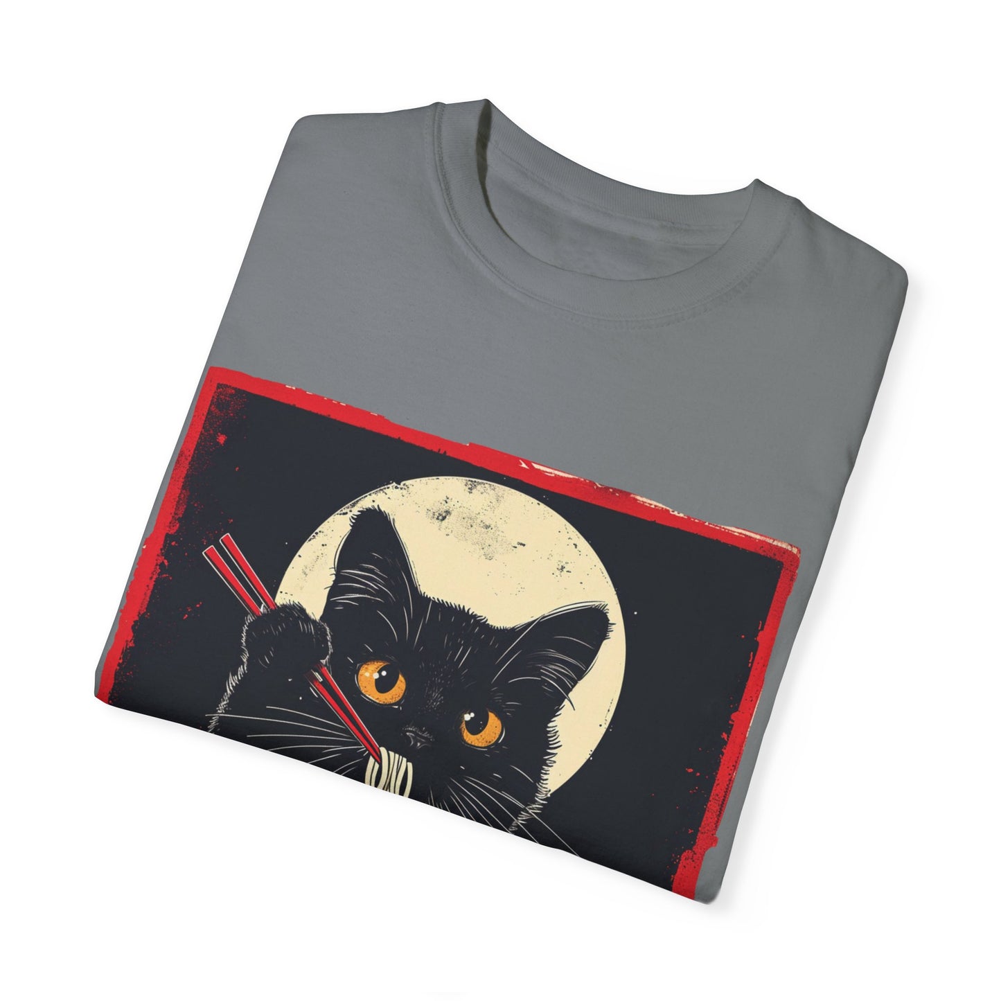 Black Cat Eating Ramen T-shirt