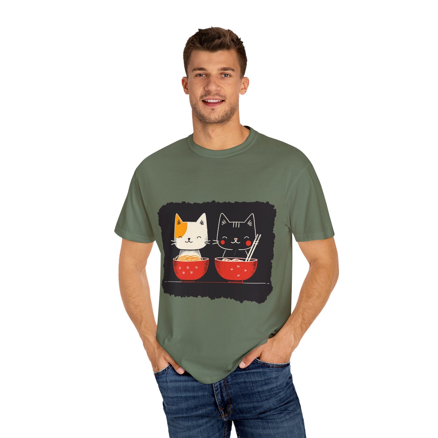 2 Cats Eating Ramen t-shirt