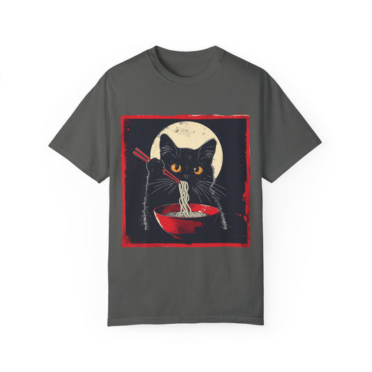 Black Cat Eating Ramen T-shirt