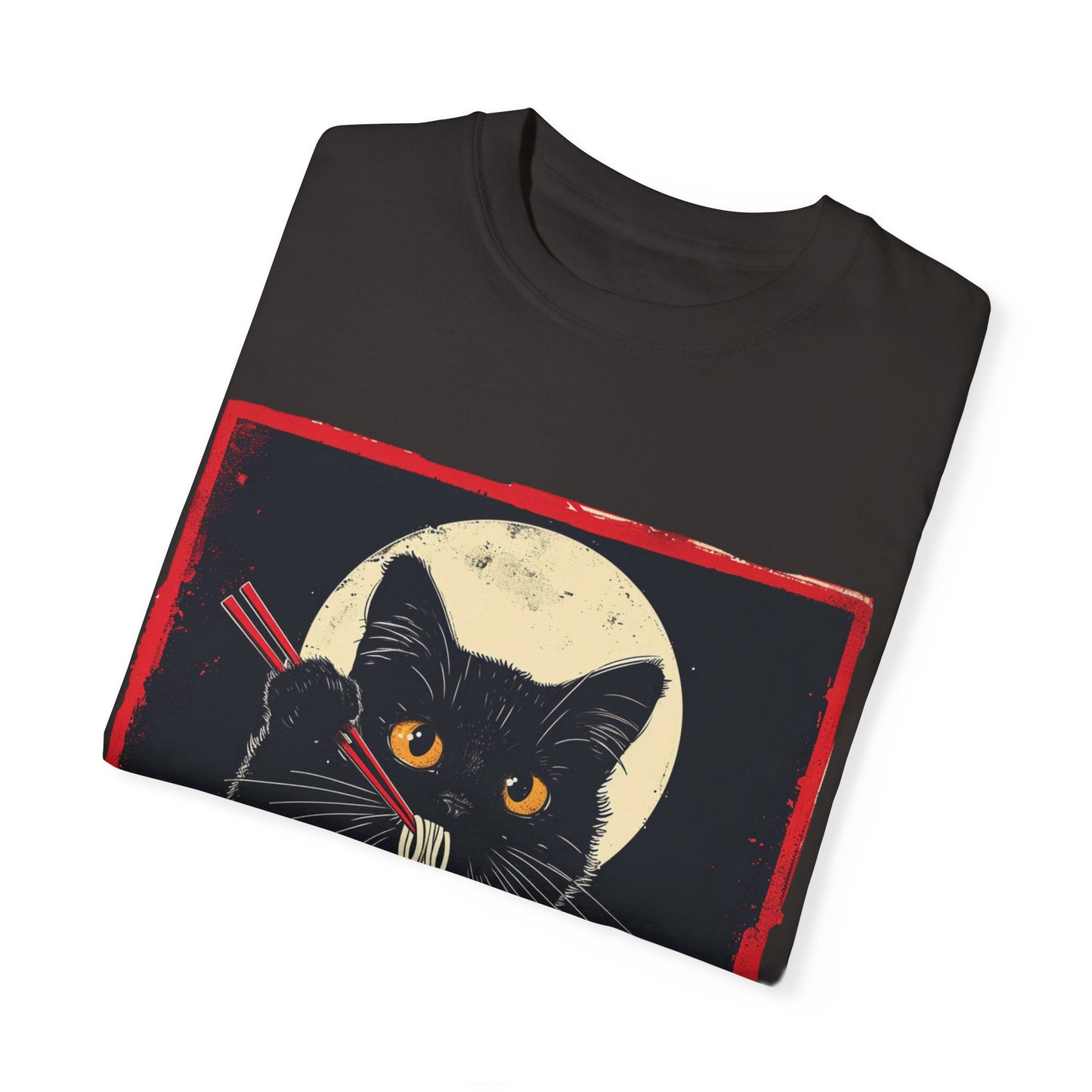 Black Cat Eating Ramen T-shirt